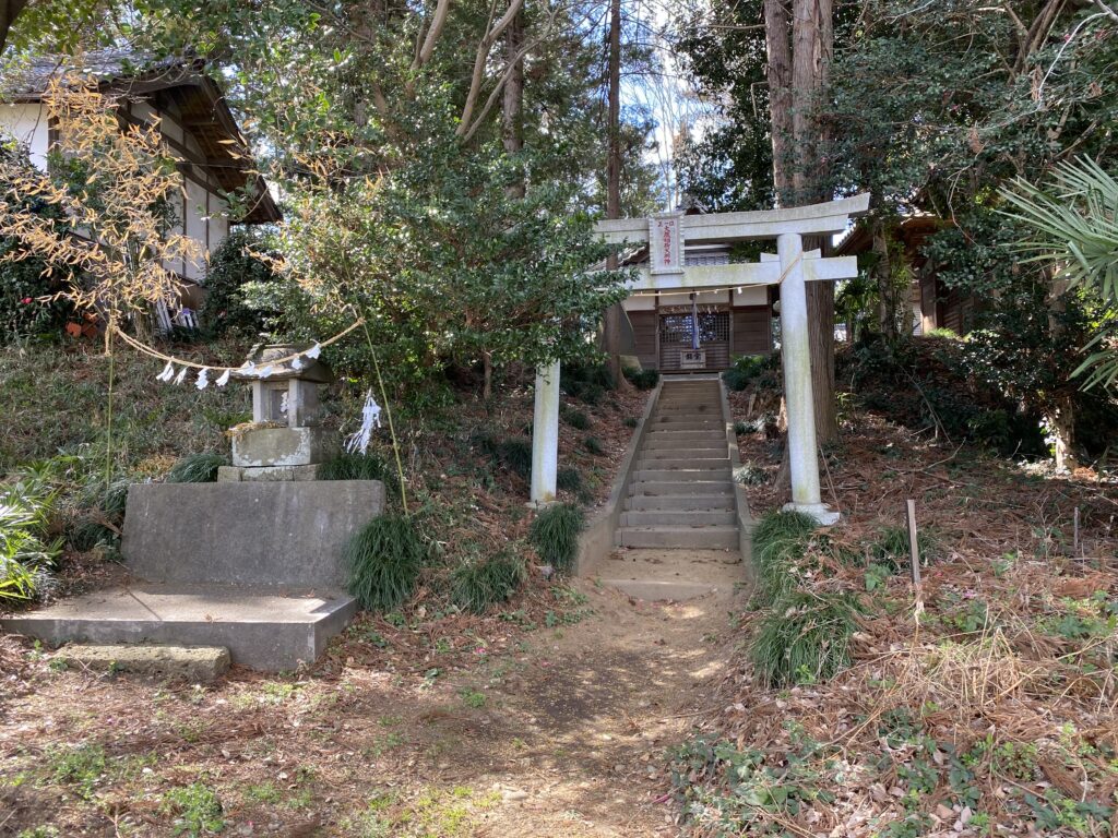 大蔵神社の下から（神社が一段高い土塁跡に建っているが分かる！）