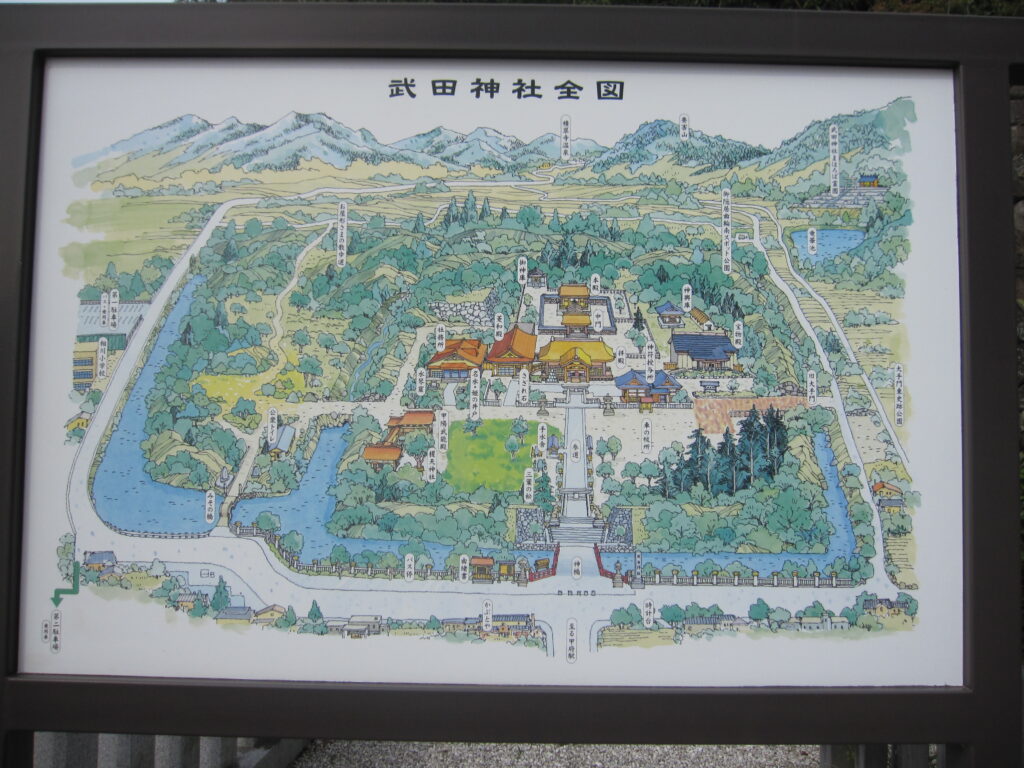 武田神社のマップ（当時の方形館の形状をよく残しているのが分かる！）